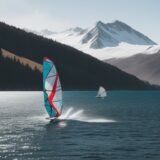 【ウインドサーフィンボード】速度が出る性能の違い | 海面を滑る加速感 をイメージした 広角の風景 の写真