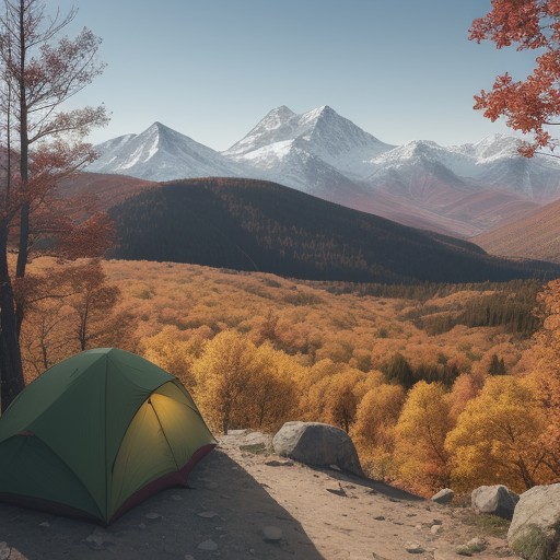 【登山プラン】秋に紅葉の山道を歩く | 頂上で景色を眺めて過ごす時間 をイメージした 広角の風景、ハイキング、秋、山、登山道 の写真