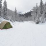 【防寒対策】雪山の歩行で体温を保つ工夫 | 重ね着と装備の組み合わせ をイメージした 広角の風景、ハイキング、雪景色 の写真