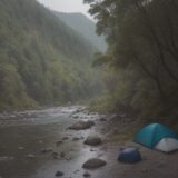 【河川水位】大雨で増えた川の流れと濁り具合 | 釣りに出る前の判断基準 をイメージした 広角の風景、川、川 の写真