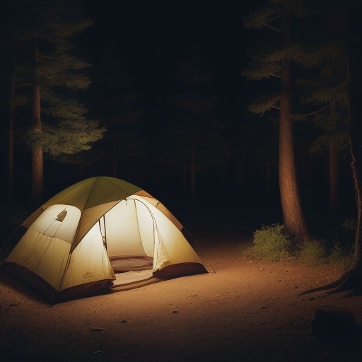 【キャンプ場】焚火に合う場所探し | 夜の時間を過ごすコツ をイメージした 広角の風景 の写真