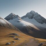 【登山ルート】山頂への最短コース | 高地の景色を歩く道のり をイメージした 広角の風景、ハイキング、登山道 の写真