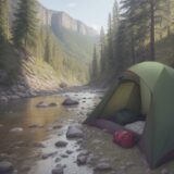 【防水バッグ】荷物のまとめ方 | 川遊びでの使い心地 をイメージした 広角の風景、川 の写真