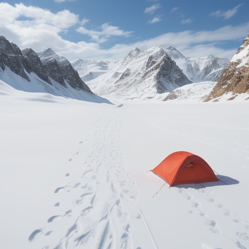 【雪山登山】高地の雪原を歩く | 冬の装備とルート選び をイメージした 広角の風景、山、雪景色、雪景色、冬 の写真