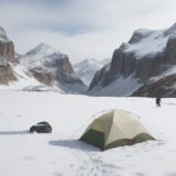 【雪山】冬の登山ルート | 白い景色の中を歩く体験記 をイメージした 広角の風景、山、雪景色、冬 の写真