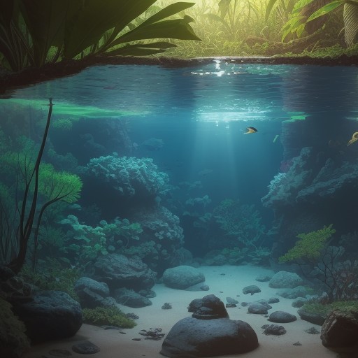【アクアリウム】水槽で飼う熱帯魚 | 選び方とレイアウトのコツ をイメージした 広角の風景 の写真