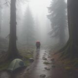 【防水ジャケット】雨の日でも快適な登山 | おすすめの選び方と活用法 をイメージした 広角の風景、ハイキング の写真