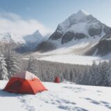 【雪山】冬の積雪ルート | 装備と歩き方のポイント をイメージした 広角の風景、山、雪景色、冬、雪景色、ハイキング の写真