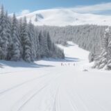 【スキー】雪山のコース選び | 初心者が歩くルート をイメージした 広角の風景 の写真