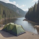 【水辺用具】川での水泳に使う道具 | 安全な装備の選び方 をイメージした 広角の風景、川 の写真