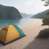 【海水浴】海での事故を防ぐ対策 | 避難経路と防災グッズの準備 をイメージした 広角の風景 の写真