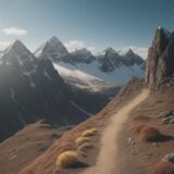 【登山】山頂へ至る道のりと挑戦の記録 | 秋の山並みと登頂後の達成感 をイメージした 広角の風景、山、山、秋 の写真