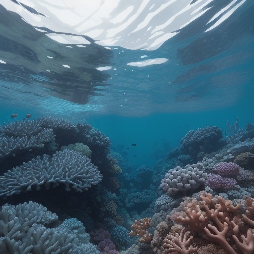 【サンゴ礁】熱帯の海でシュノーケルをする | 海水温と魚たちの集まり をイメージした 広角の風景 の写真