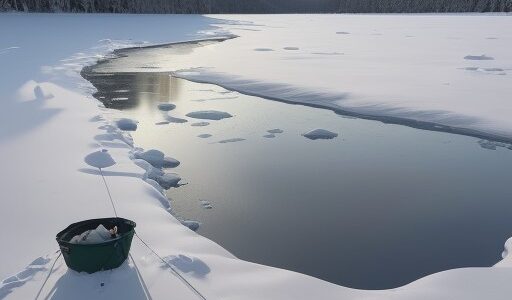 【アイスフィッシング】冬の湖で氷に穴を開けて釣る | 氷上の景色と体験
