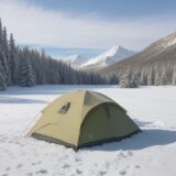 【テント】冬の山キャンプで使う道具 | 選び方の基準と設営の手順 をイメージした 広角の風景、山、冬 の写真