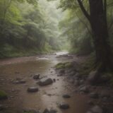 【増水】川の水位が上がるタイミング | 大雨が降り続いたあとの川の様子 をイメージした 広角の風景、川 の写真
