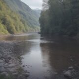 【水難防止】川遊びでの事故を防ぐ方法 | 事前に準備する安全対策 をイメージした 広角の風景、川 の写真
