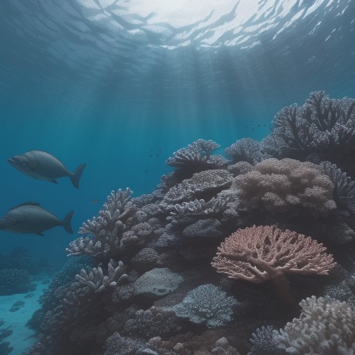 【サンゴ礁】泳ぐ海洋生物の集まり | 生物多様性を観察するダイビングツアー をイメージした 広角の風景 の写真