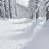 【スキー】冬の空気に包まれて滑る | 雪山の斜面を駆け抜ける爽快感 をイメージした 広角の風景、冬、雪景色 の写真