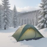 【キャンプ道具】忘れ物を確認するチェックリスト | 冬の森への持ち物 をイメージした 広角の風景、森、冬 の写真