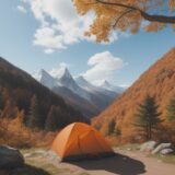 【登山安全】紅葉の山道を歩くための備え | 健康管理と事故の防ぎ方 をイメージした 広角の風景、ハイキング、秋、山、登山道 の写真