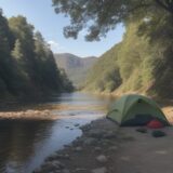 【釣り場】川沿いの安全ルート探し | 水域に住む生き物の観察記録 をイメージした 広角の風景、川 の写真