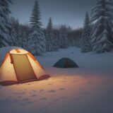 【キャンプ用品】冬の夜を越える防寒対策 | おすすめの保温グッズ をイメージした 広角の風景、冬 の写真