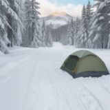 【緊急避難】冬の山道での脱出ルート | 安全を確保する非常口の選び方 をイメージした 広角の風景、山、冬 の写真