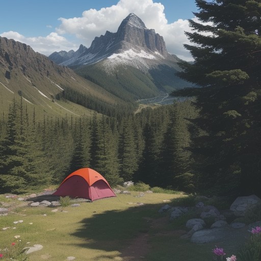 【山岳信仰】山頂の社で迎える夏の行事 | 登山道に咲く花と景色 をイメージした 広角の風景、山、夏、登山道、ハイキング、山 の写真
