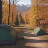 【ザック】友人と歩く秋の登山道 | 荷物と共に深まった友情とつながり をイメージした 広角の風景、登山道、ハイキング、秋 の写真