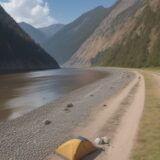 【急流対策】堤防での土砂崩れへの備え | 川沿いのルート選びと注意点 をイメージした 広角の風景、川 の写真