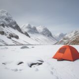 【保温対策】冬の登山で体温を維持する方法 | 服装と装備の選び方 をイメージした 広角の風景、山、冬 の写真