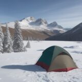 【登山用品】雪山の歩行で使う道具 | キャンプ地での宿泊に備える装備 をイメージした 広角の風景、山、ハイキング、冬 の写真