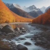 【渓流釣り】秋の山奥にあるポイント | 狙う魚種に合わせた道具選び をイメージした 広角の風景、山、秋、山 の写真