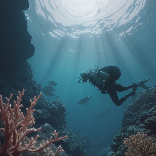 【フィン】潜水で見る魚の群れ | 海の中を泳ぐ体験 をイメージした自然風景の写真