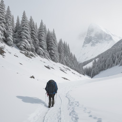 【雪山登山】高地の雪原を歩く | 冬の装備とルート選び をイメージした 冬、雪景色、山、冬、雪景色 の写真