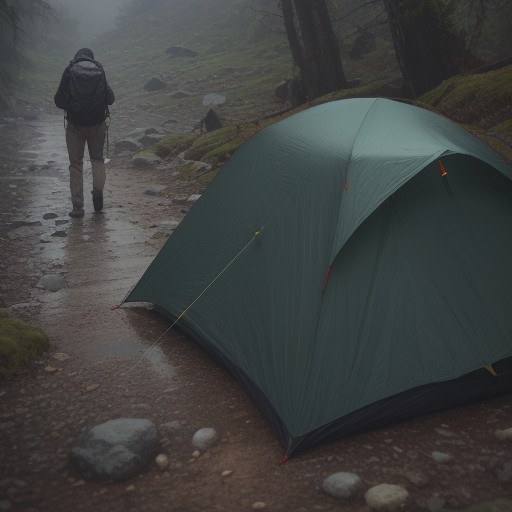 【防水ジャケット】軽量モデルで歩く | 雨の日の登山道 をイメージした 山 の写真