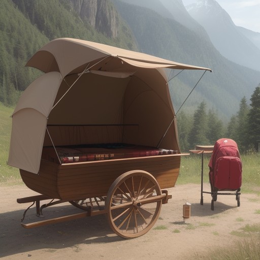 【マリンバギー】木製楽器を運ぶための手順 | 山のキャンプ場での合奏体験 をイメージした 夏、山 の写真