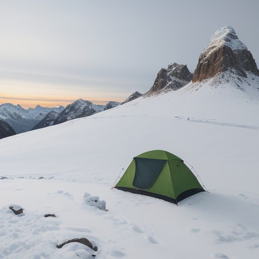 【登山】春の山へ行く時期の目安 | 天気を確認して備える服装 をイメージした 春、冬、雪景色、山、夕日 の写真