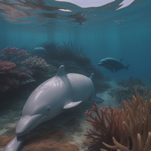 【イルカ】海草が広がる浅瀬での出会い | 沖縄の海で見つけた光景 をイメージした自然風景の写真