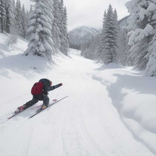 【スキー】雪山の斜面を滑り降りる感覚 | 風を切って駆け抜ける体験 をイメージした 冬、雪景色、雪景色 の写真