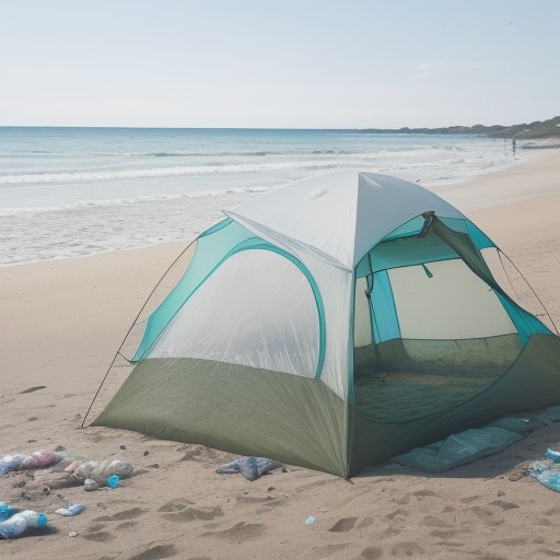 【海洋汚染】夏の砂浜に溜まったプラスチックごみの状況 | 海の環境保護 をイメージした 夏 の写真