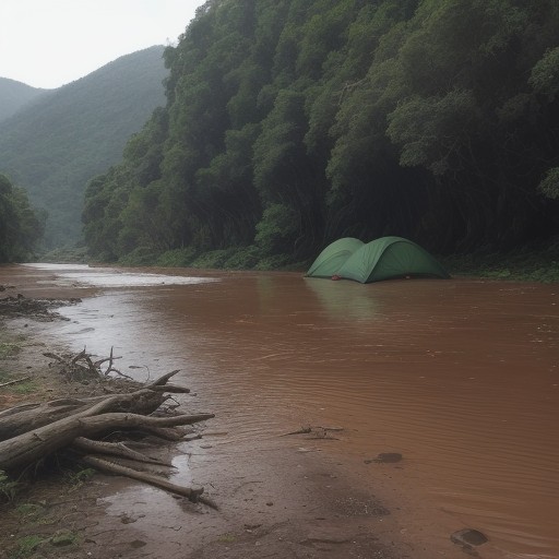 【川の天気予報】流域の状況から洪水を避ける | 梅雨時の増水への備え をイメージした 川 の写真