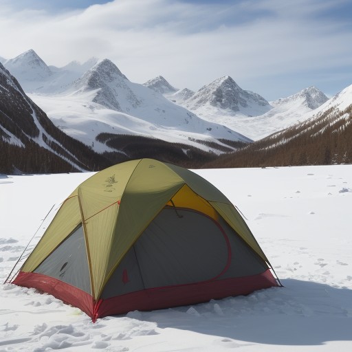 【登山用品】雪山の歩行で使う道具 | キャンプ地での宿泊に備える装備 をイメージした 冬、雪景色、山 の写真