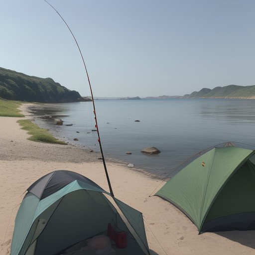 【フィッシングロッド】海での釣り | 夏の波打ち際で回遊魚を釣り上げる をイメージした 夏 の写真