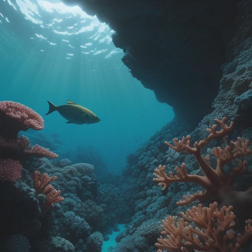 【フィン】潜水で見る魚の群れ | 海の中を泳ぐ体験 をイメージした自然風景の写真