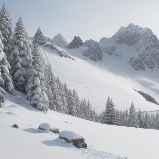 【雪山】冬の白銀の世界 | 登山道から見る景色 をイメージした 冬、雪景色、山、冬、登山道、ハイキング、稜線 の写真