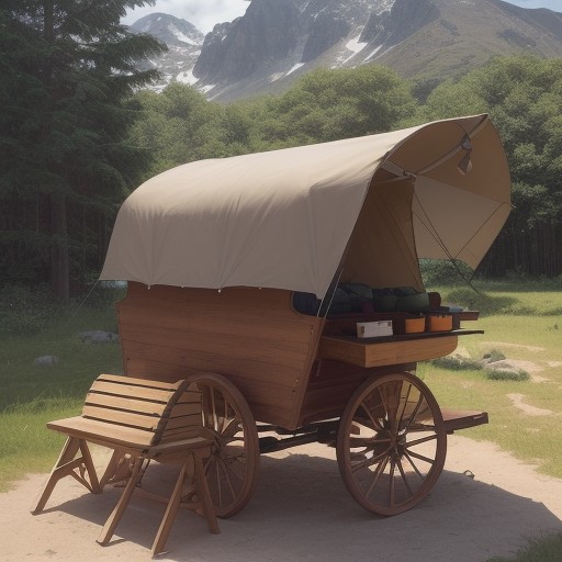 【マリンバギー】木製楽器を運ぶための手順 | 山のキャンプ場での合奏体験 をイメージした 夏、山 の写真
