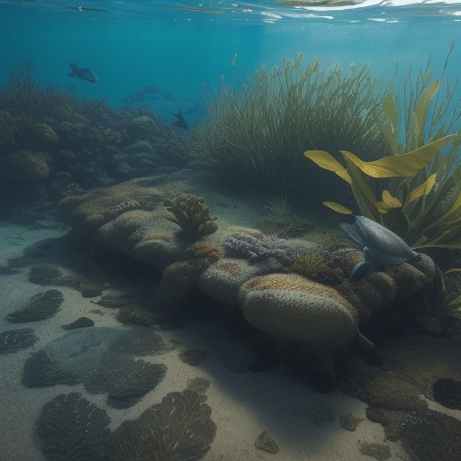 【イルカ】海草が広がる浅瀬での出会い | 沖縄の海で見つけた光景 をイメージした自然風景の写真
