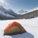 【サングラス】登山の安全装備 | 雪山での反射光から目を保護する をイメージした 広角の風景、山、雪景色 の写真